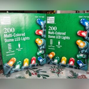 HOME ACCENTS HOLIDAY "Set of 2" 200 MULTI-COLORED DOME LED LIGHTS 58 FT LIGHTED